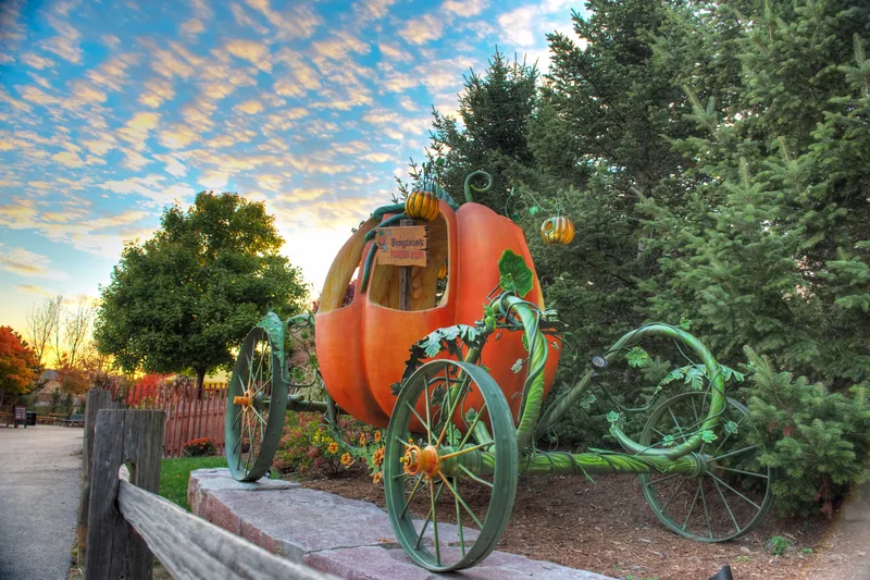 Bengtson's Pumpkin Farm iconic pumpkin carriage and autumn festival grounds in Homer Glen, IL